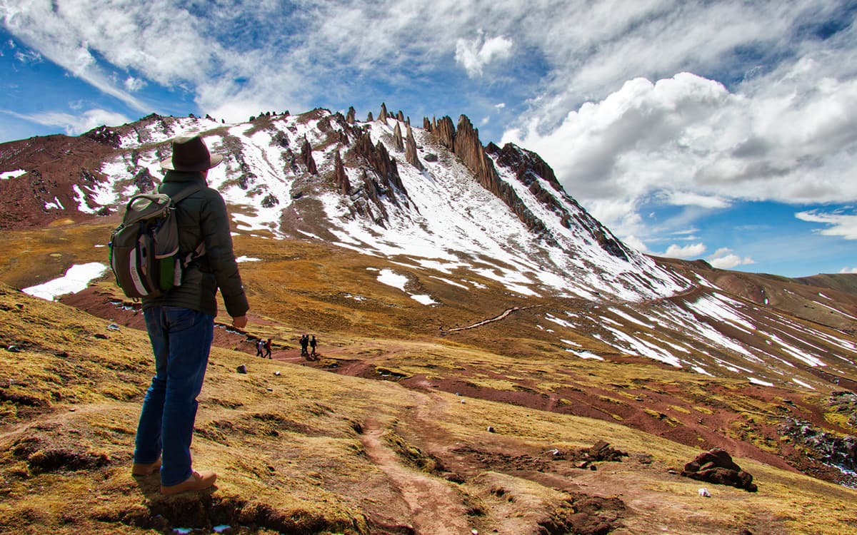 View of Palcoyo's red and green striped mountain